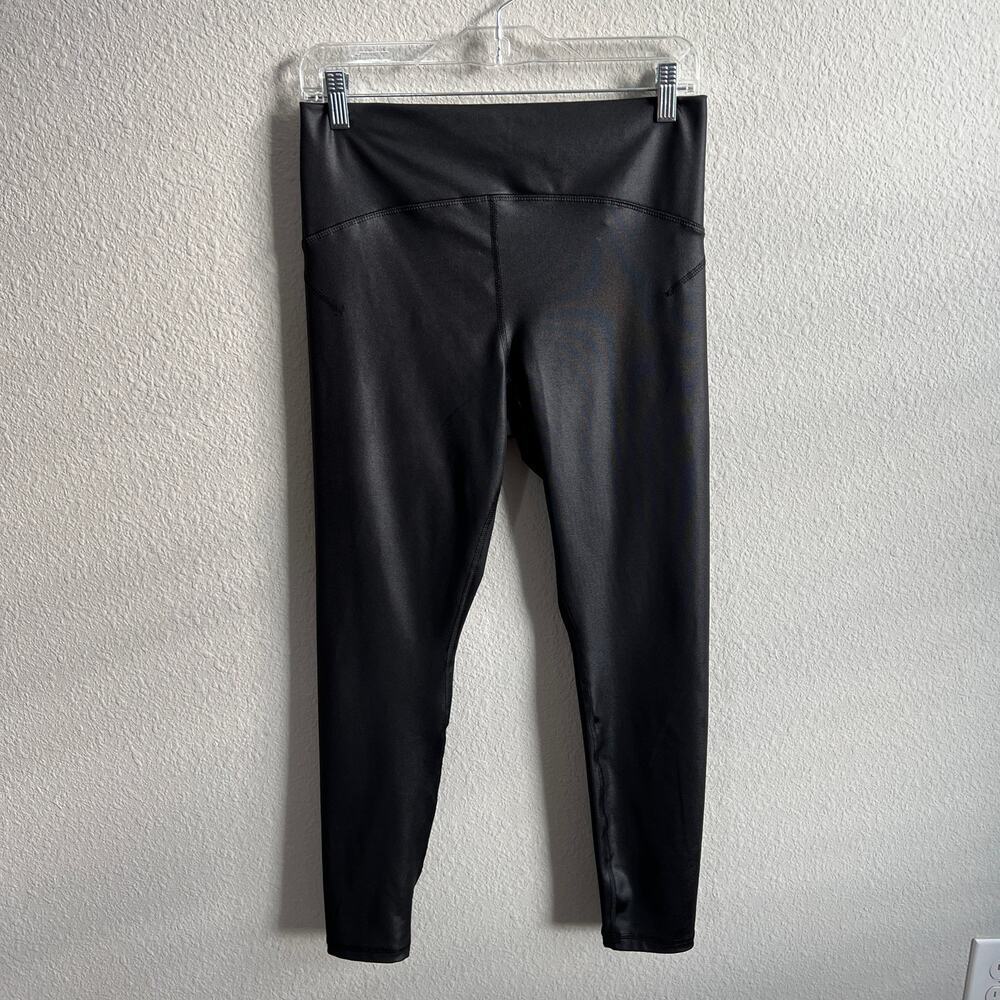 Scorpio Sol Black Shimmer Mid Rise Crop Leggings Women's Large Gym Workout